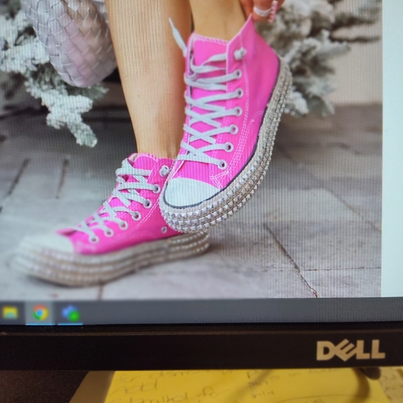 Pink Studded High Tops - Picture 2 of 2